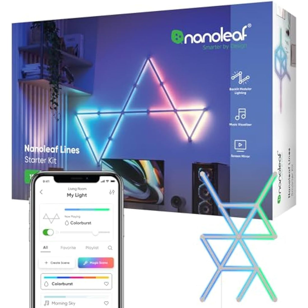 Nanoleaf Lines 60 Degrees Starter Kit – 15 RGBW Smart LED Light Bars