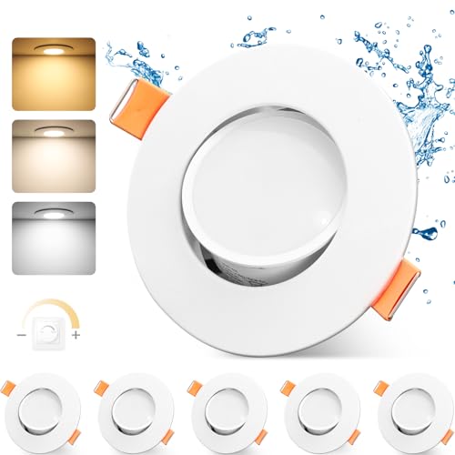 GeyouLux 3CCT LED Recessed Spotlight – Dimmable 4.9W IP44 White Ceiling Light