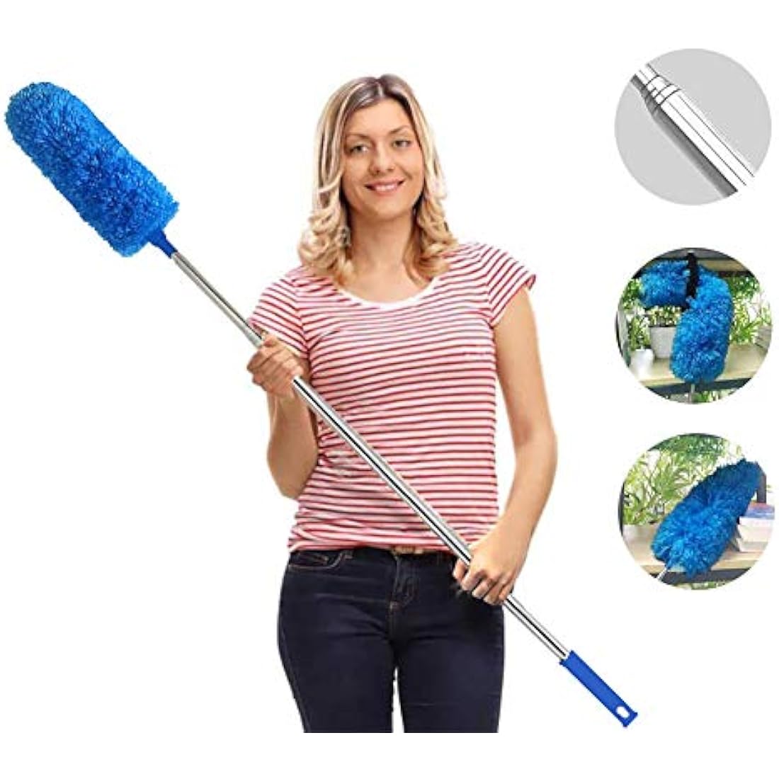 Jolof Store Microfiber Feather Duster with 100-inch Telescoping Pole – Blue
