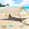 CUUPO 7x7ft Beach Tent Sun Shelter – UPF 50+ Lycra Canopy with 2 Poles