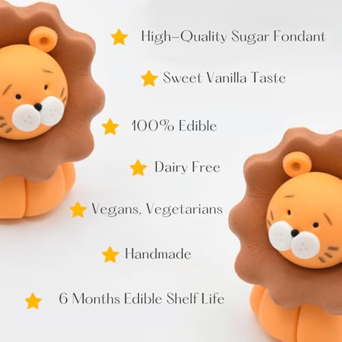Lion Cake Topper – Edible 3D Fondant Jungle Animal Figure