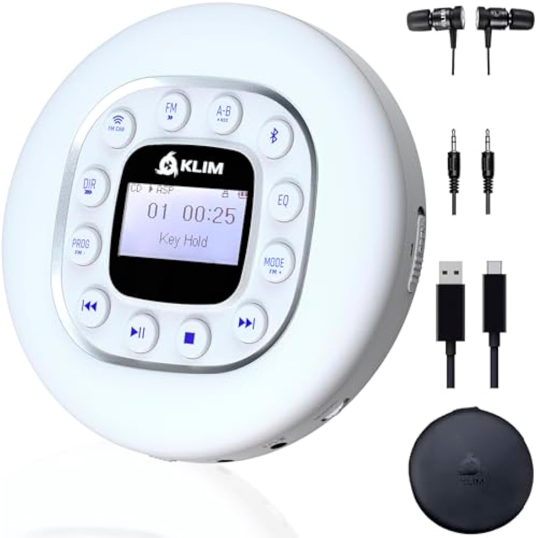 KLIM Journey Portable CD Player – Bluetooth & FM Transmitter for Cars