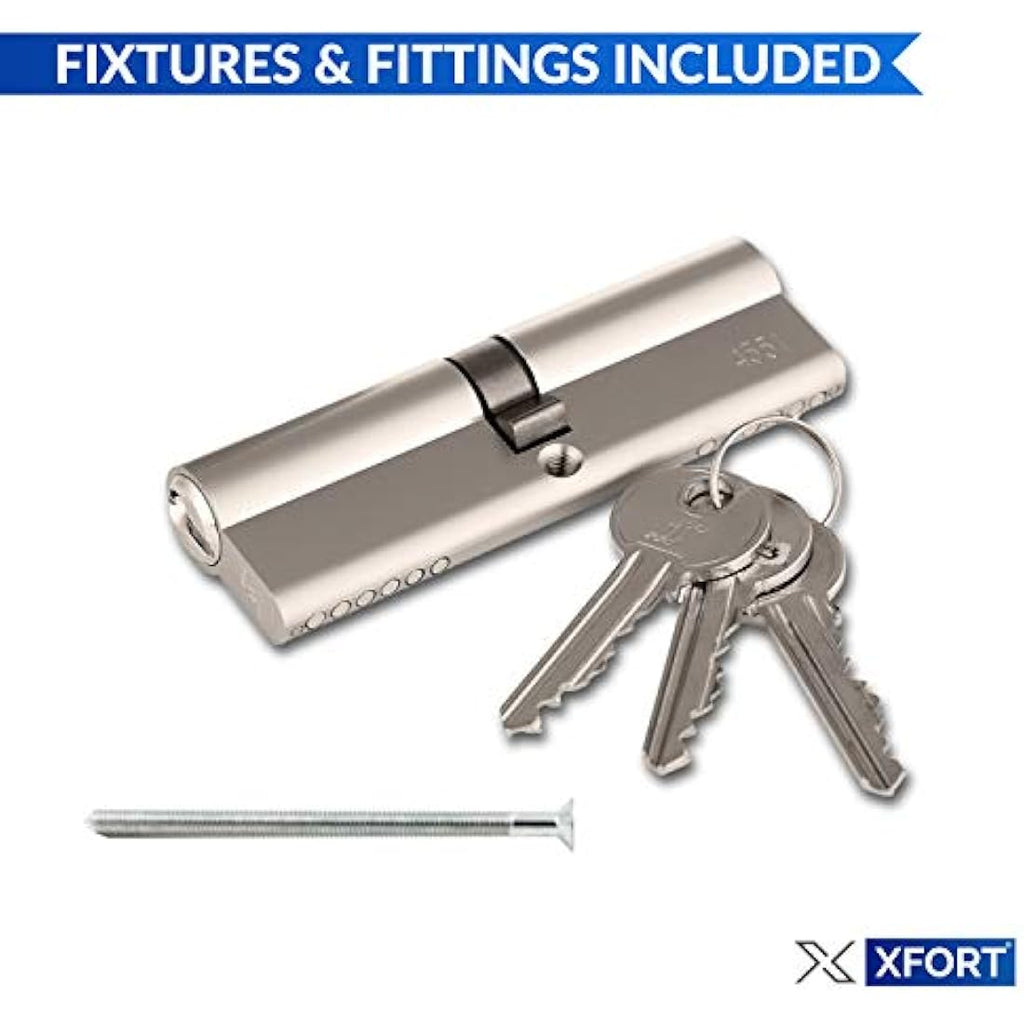 XFORT Euro Cylinder Door Lock 45/50 (95mm) | Anti-Bump & Anti-Drill Chrome