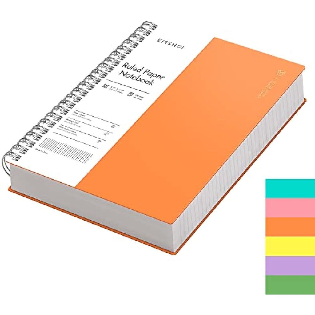 EMSHOI A4 Spiral Notebook - 300 Pages College Ruled 100gsm Paper, Orange