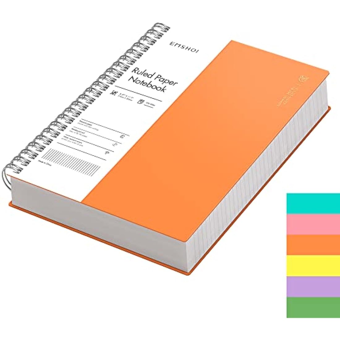 EMSHOI A4 Spiral Notebook - 300 Pages College Ruled 100gsm Paper, Orange