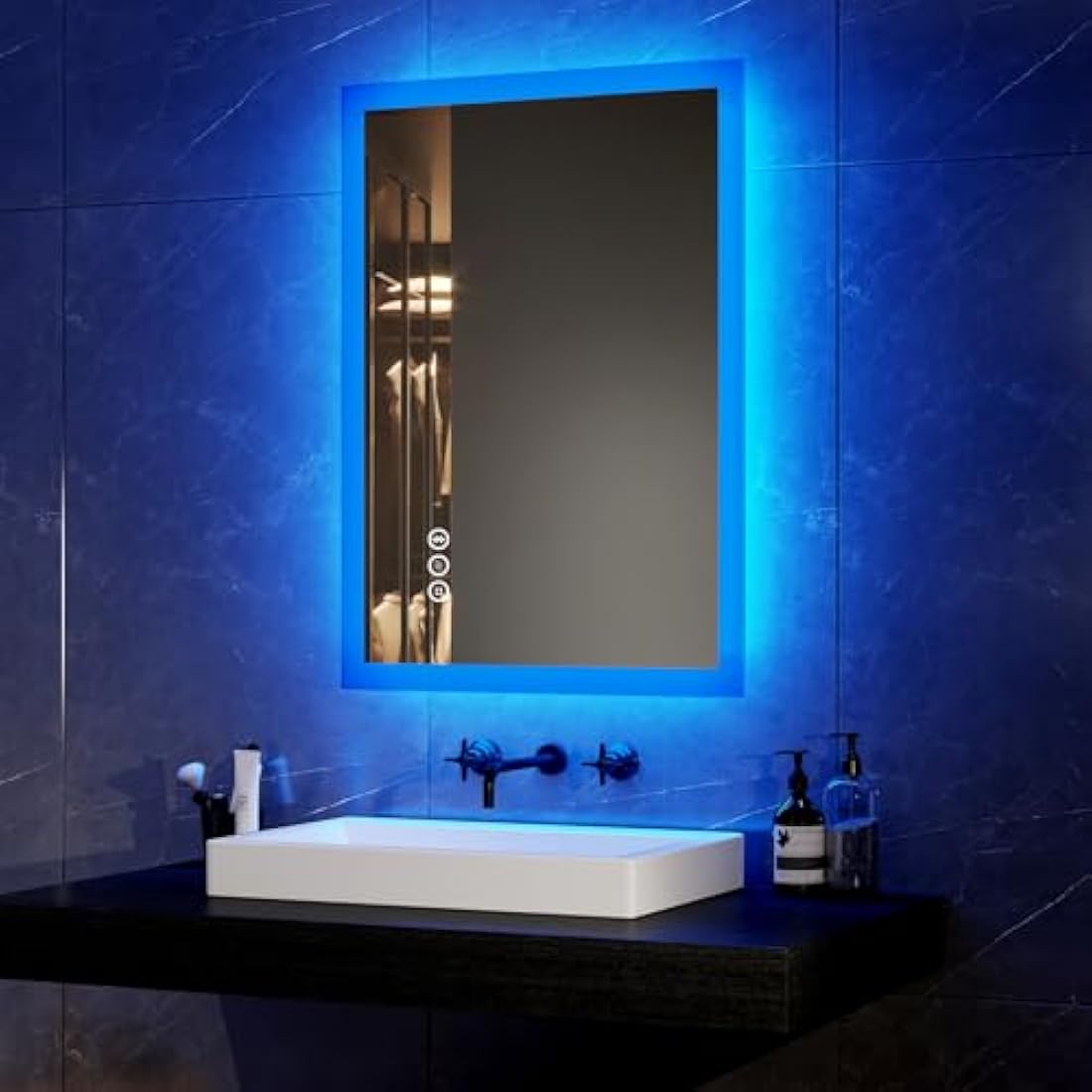 LED Bathroom Mirror with Bluetooth Speaker & Shaver Socket