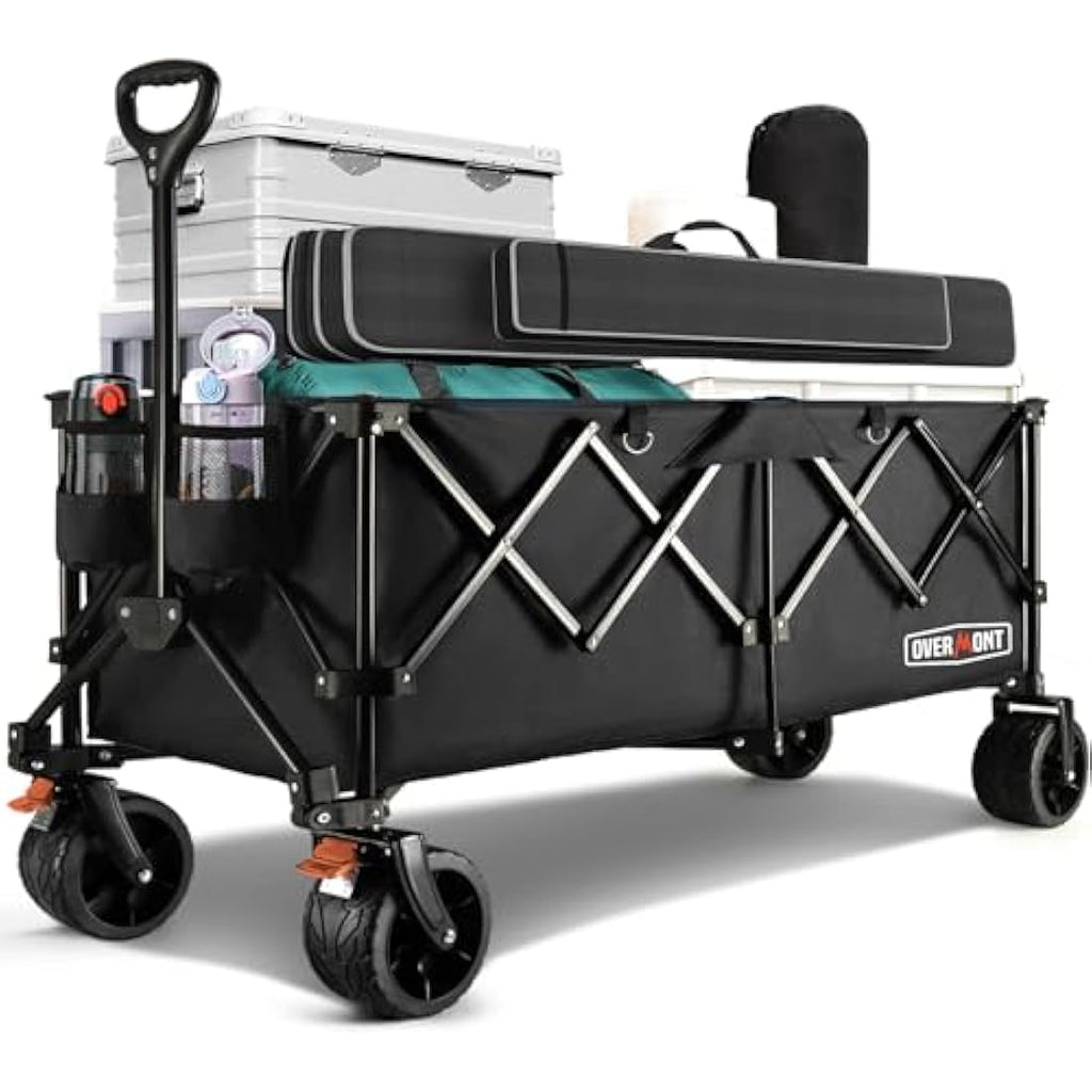 Overmont 300L Heavy Duty Folding Wagon – All-Terrain Beach Trolley Cart