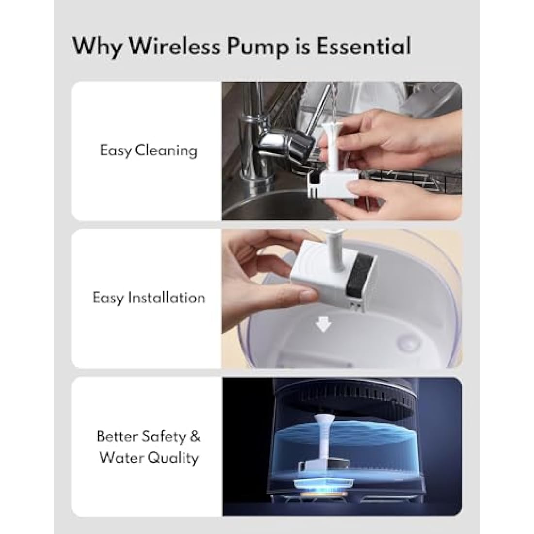 Homerunpet Cat Water Fountain – 2L Silent Pet Fountain with Wireless Pump