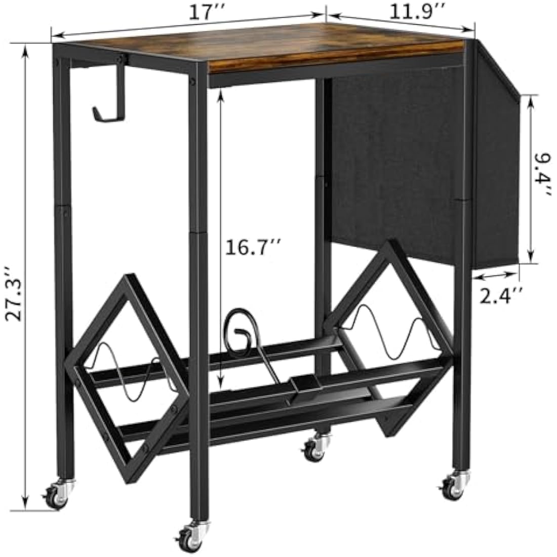 Vinyl Record Player Stand - 2-Tier Industrial Storage Cabinet