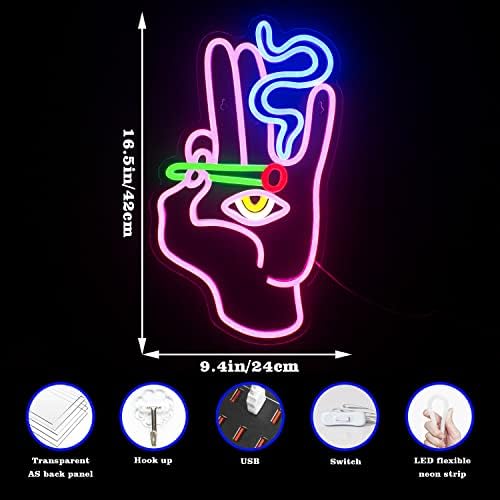 Looklight Hand Evil Eye Neon Sign – Pink & Blue LED Wall Decor