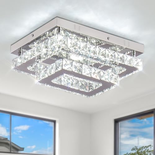 Jolof Store Modern Crystal LED Flush Mount Ceiling Light – Cool White K9