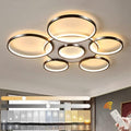 Jolof Store Modern 7-Ring LED Ceiling Light | 120W Dimmable Black Lamp