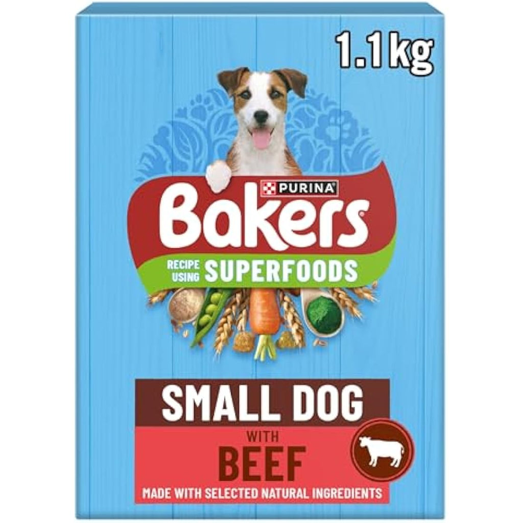 Bakers Small Dry Dog Food - Beef & Vegetable for Adult Dogs, 1.1kg