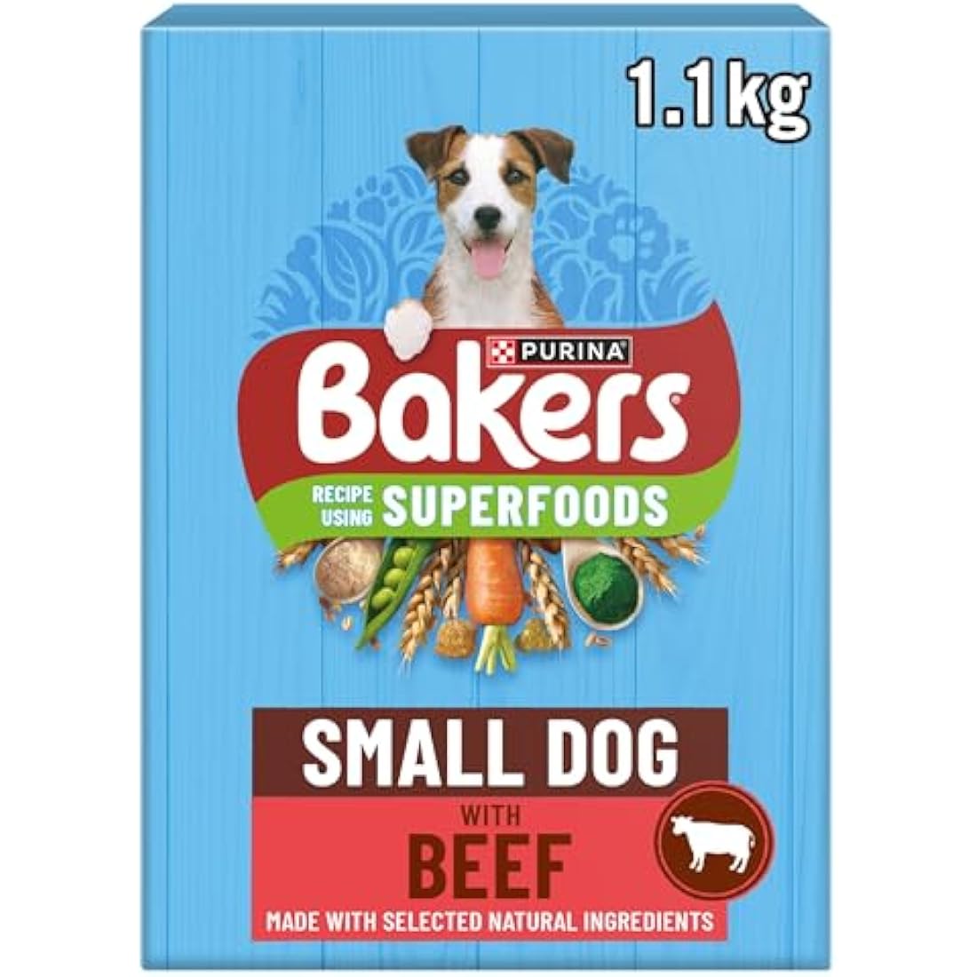 Bakers Small Dry Dog Food - Beef & Vegetable for Adult Dogs, 1.1kg
