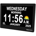 TROCOTN 10 Inch Digital Calendar Day Clock for Seniors - Large Display Black
