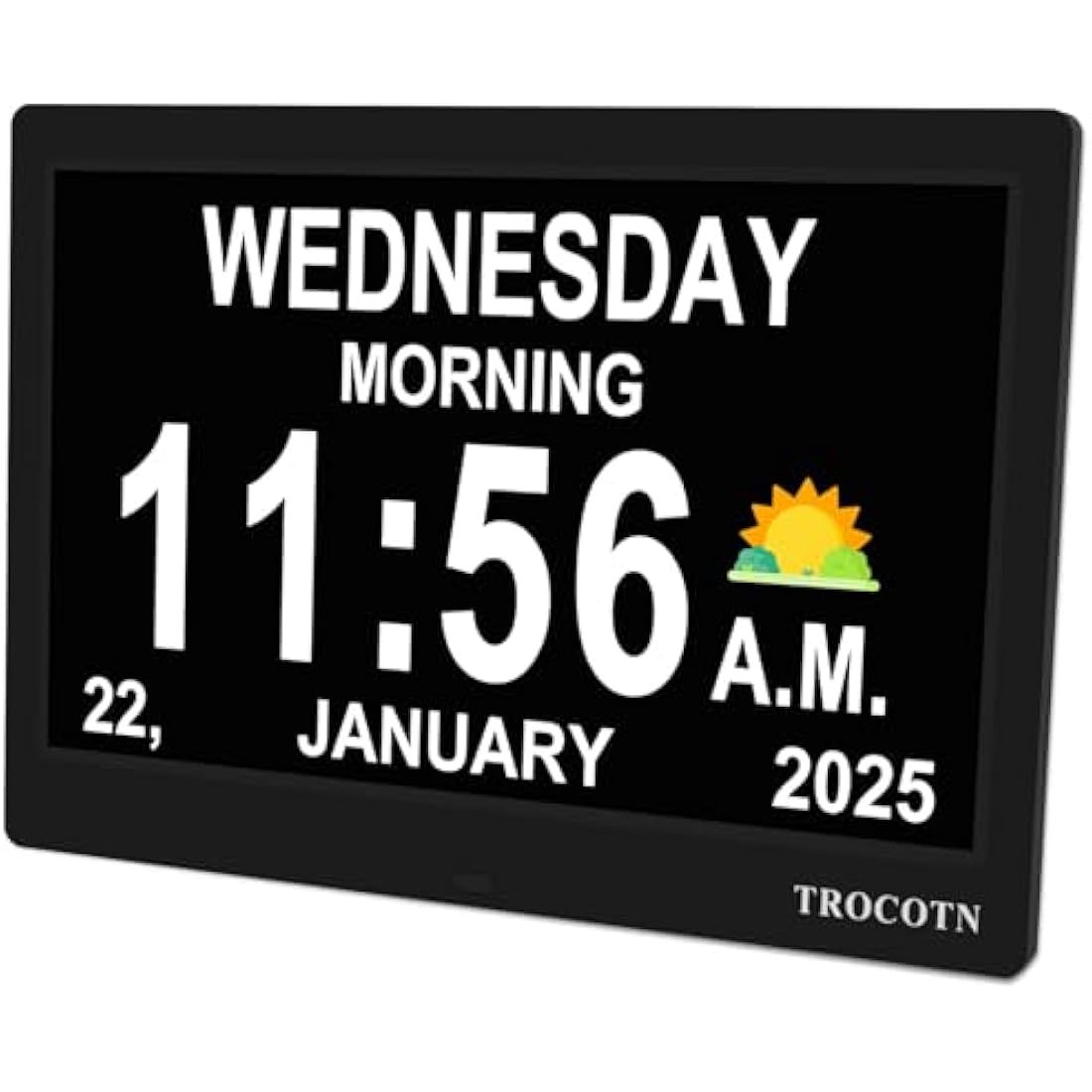 TROCOTN 10 Inch Digital Calendar Day Clock for Seniors - Large Display Black