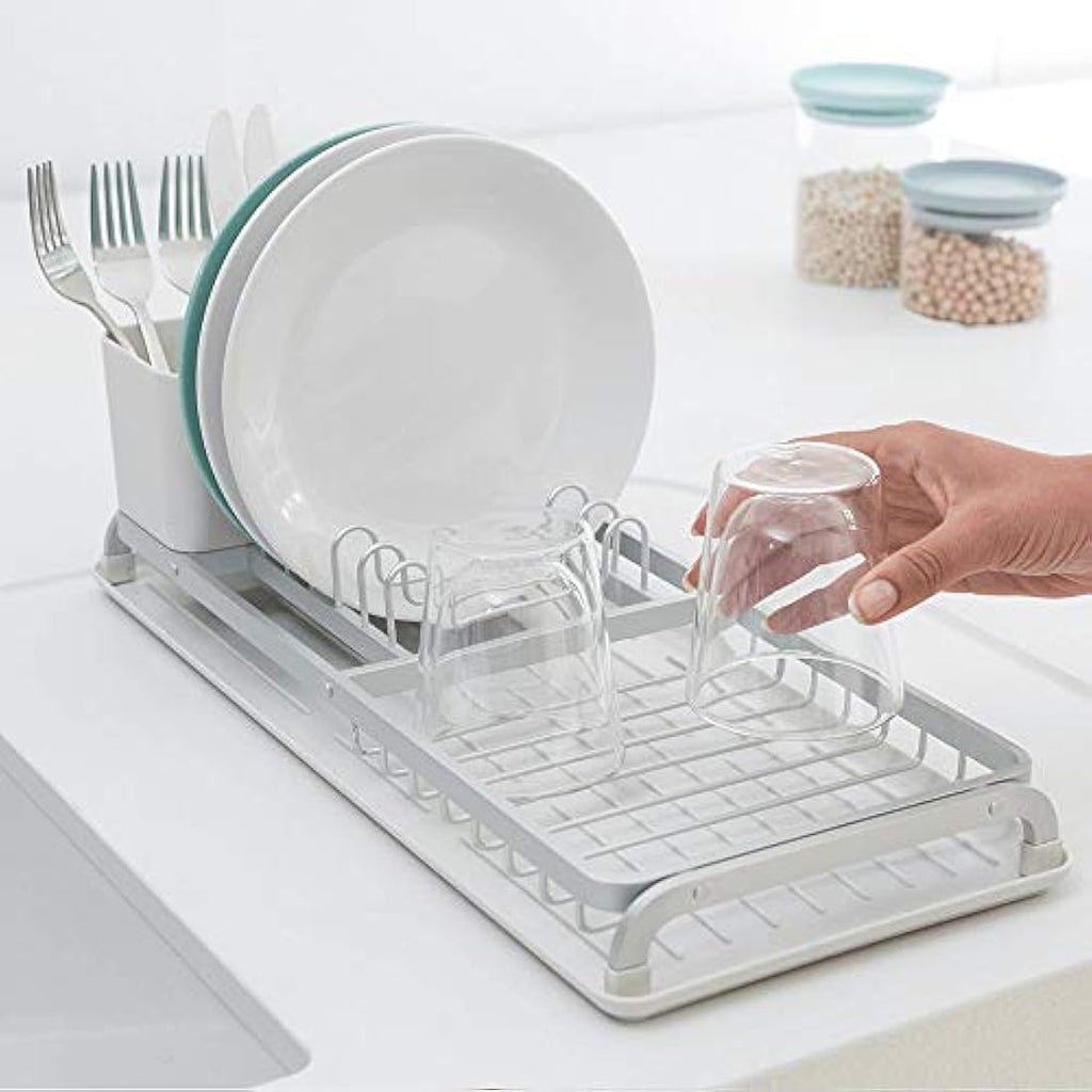 Brabantia Compact Dish Drying Rack | Aluminium with Cutlery Basket