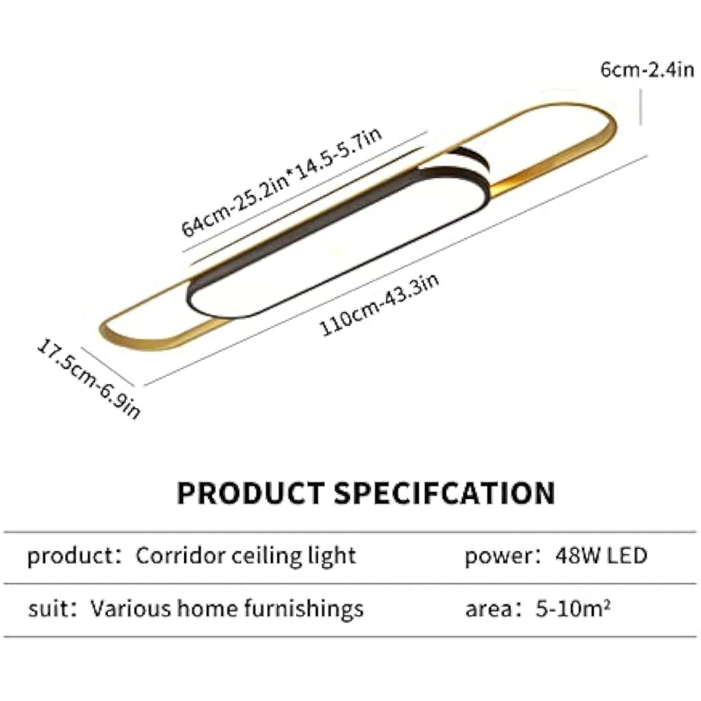 Oninio Modern LED Linear Ceiling Light | 48W Dimmable Lamp with Remote