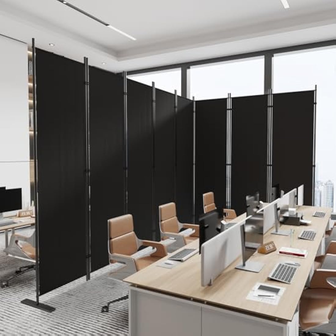 C-Hopetree 8-Panel Room Divider | 180cm Folding Privacy Screen - Black