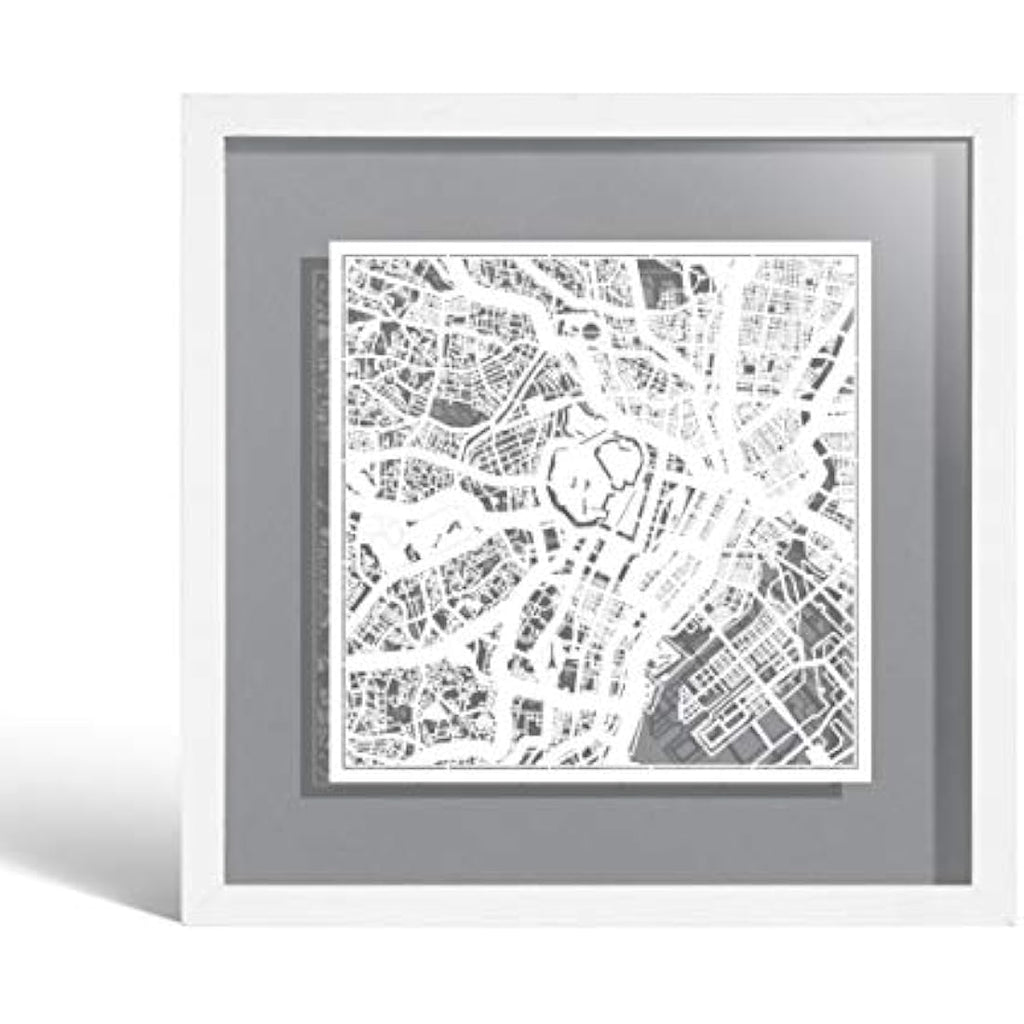 Tokyo Map Paper Art Frame by O3 DESIGN STUDIO – 9x9 White Minimalist Decor