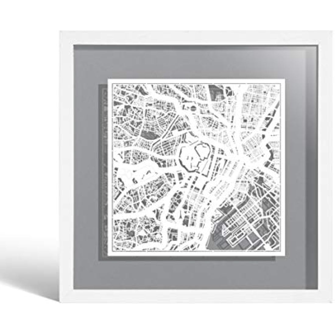 Tokyo Map Paper Art Frame by O3 DESIGN STUDIO – 9x9 White Minimalist Decor