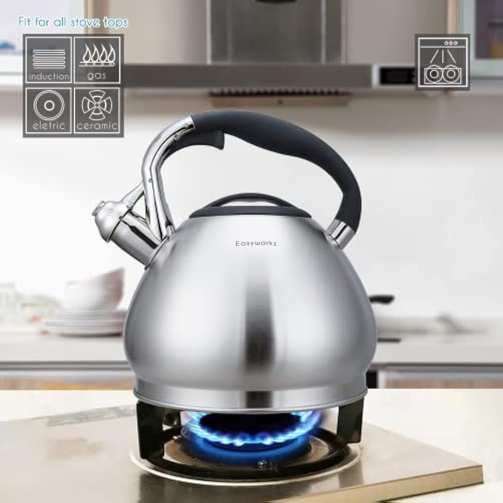 Easyworkz Whistling Tea Kettle - 2.3L Stainless Steel Stovetop Pot