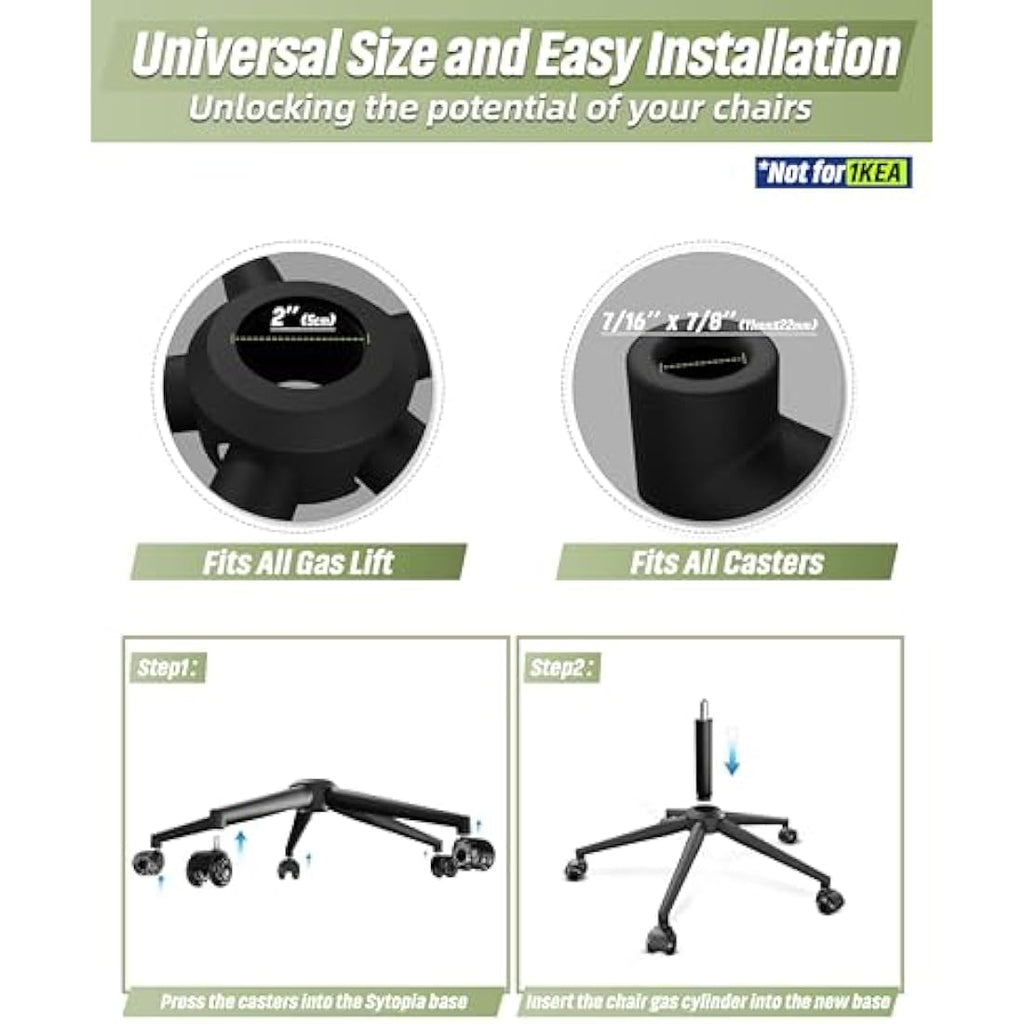 Sytopia 24'' Office Chair Base Replacement - Heavy Duty 2600lbs Metal