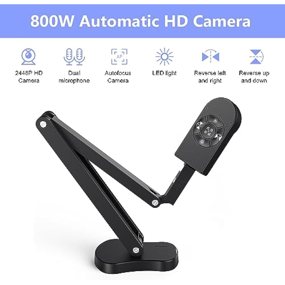 THUSTAND 8MP Document Camera – 4K USB Visualiser with LED Light & Mic