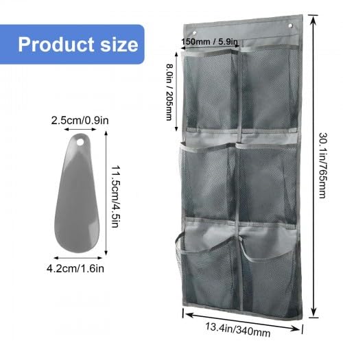 Naapesi 6-Pocket Over The Door Shoe Organiser – Breathable Mesh Shoe Rack for Space Saving Storage Up to Size 45 – Includes 2 Hooks & Shoe Horn - image 2