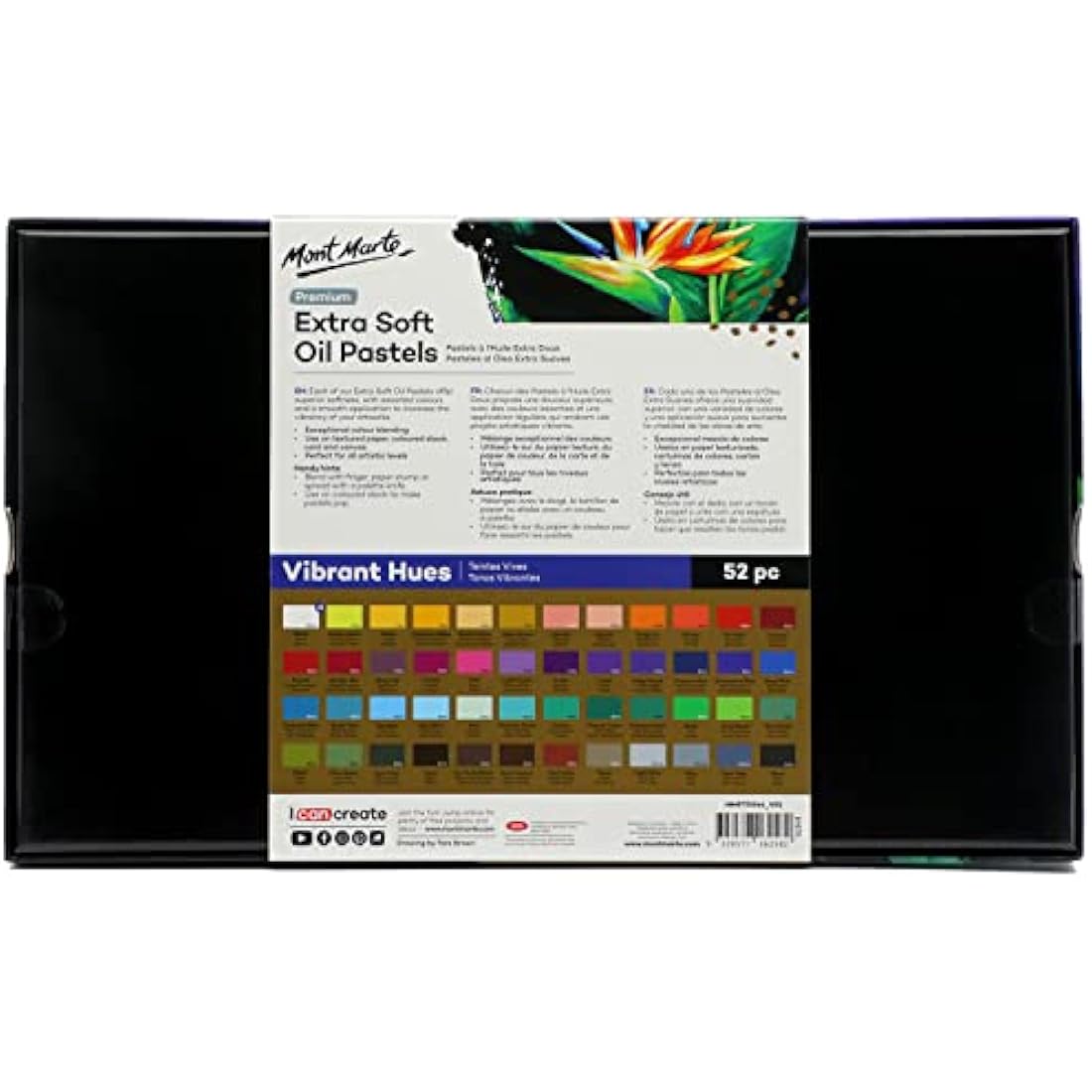Mont Marte Extra Soft Oil Pastels - 52 Vibrant Colors for Blending & Art