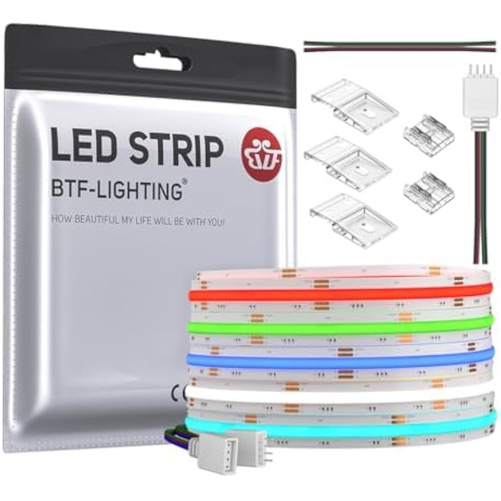 BTF-LIGHTING FCOB RGB LED Strip – 24V High Density 840 LEDs/m 5M Roll