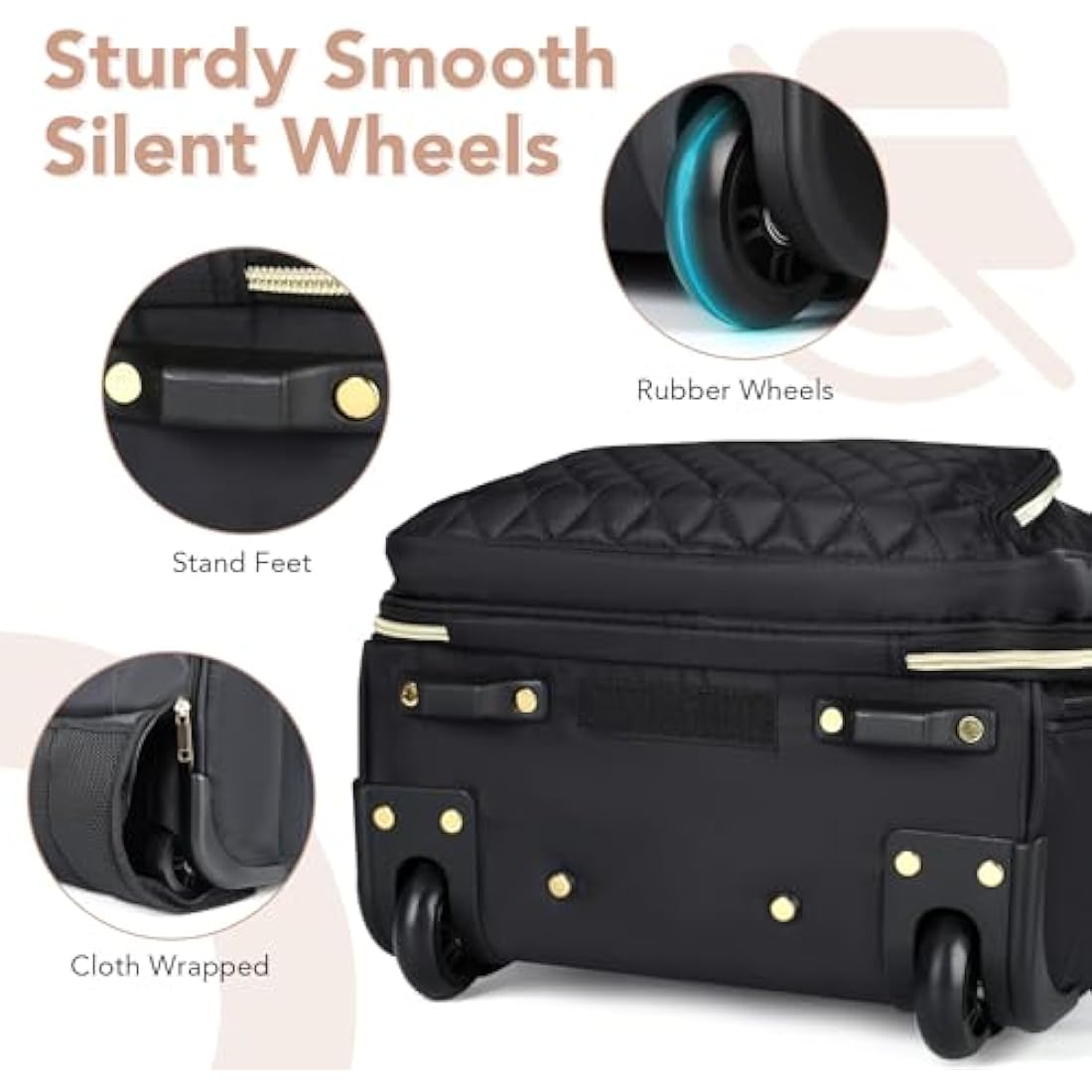 Ponhog Rolling Laptop Backpack | 15.6 Inch Wheeled Travel Bag - Black