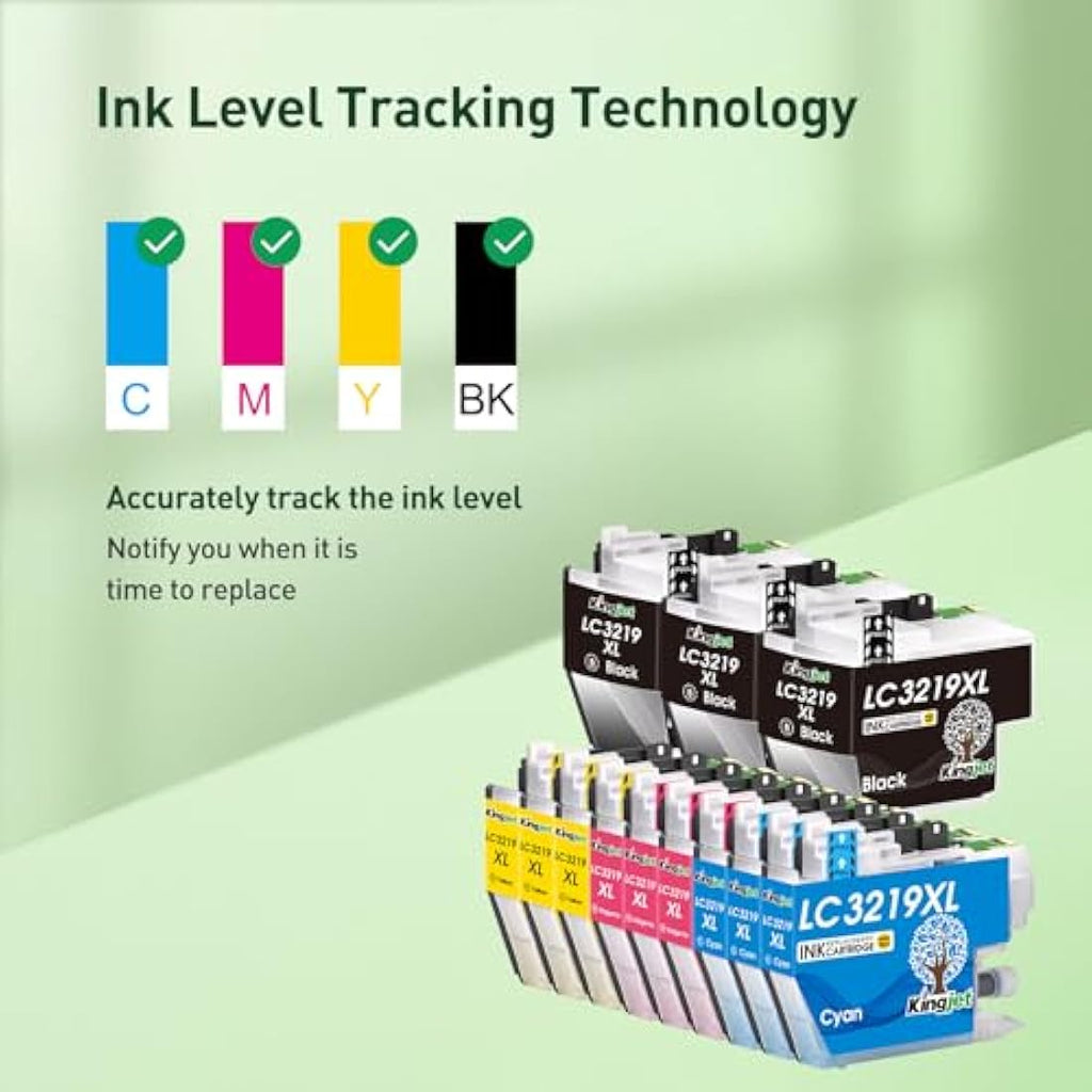 Kingjet LC3219XL High-Yield Ink Cartridges for Brother MFC-J5330DW | 12 Pack