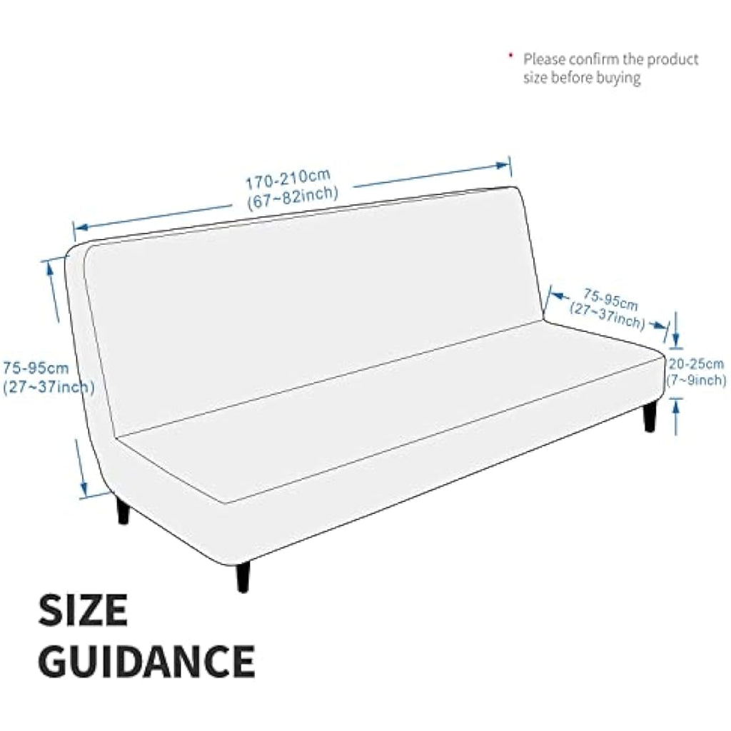 XINEAGE Velvet Futon Cover | High Stretch Armless Sofa Slipcover - White
