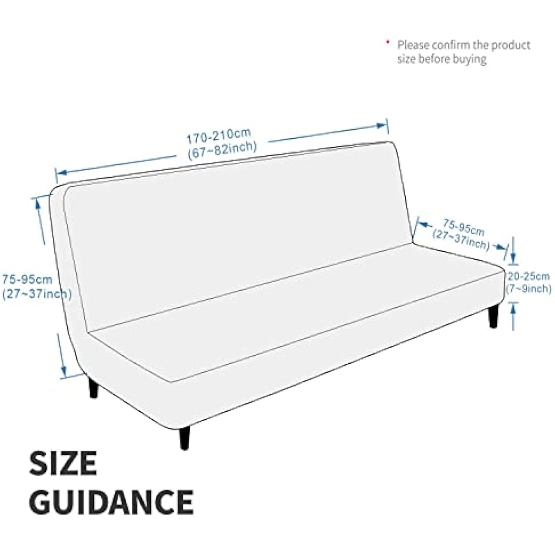 XINEAGE Velvet Futon Cover | High Stretch Armless Sofa Slipcover - White