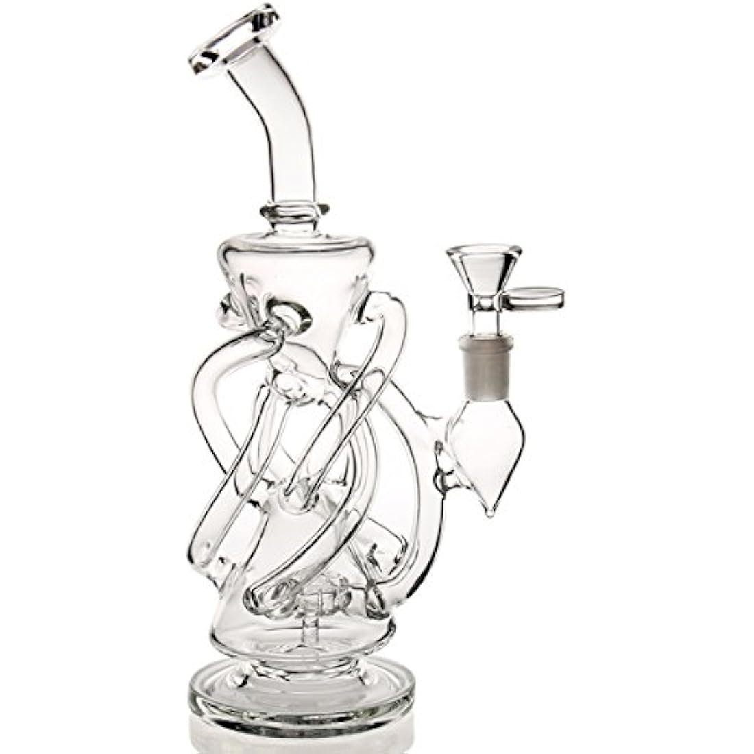 Jolof Store Recycler Glass Bong – 14.4mm Portable Handmade Hookah (Black)