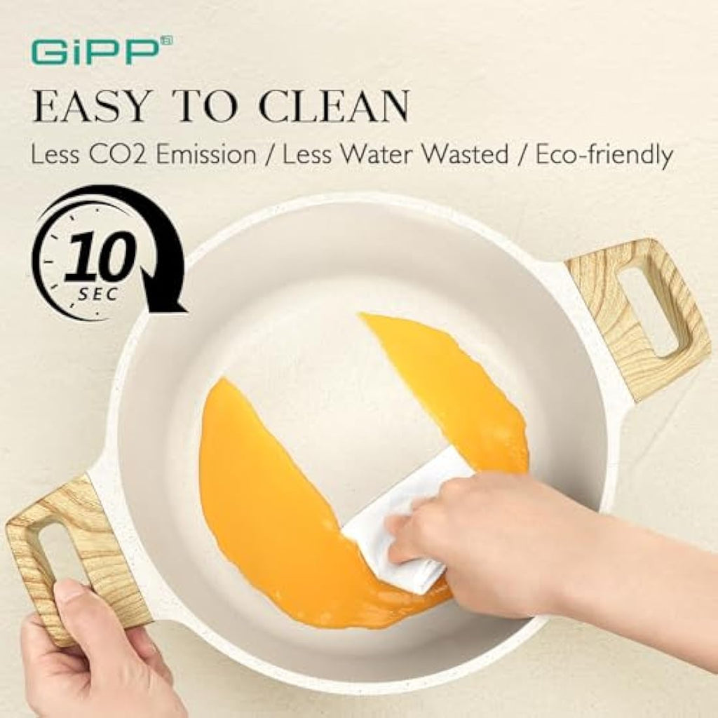 GiPP 10-Piece Nonstick Ceramic Cookware Set | White Induction Pots and Pans