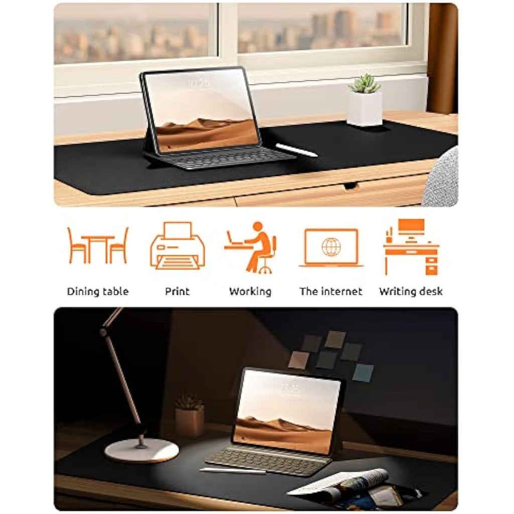 YSAGi Leather Desk Mat – Large Waterproof PU Mouse Pad & Protector, Black