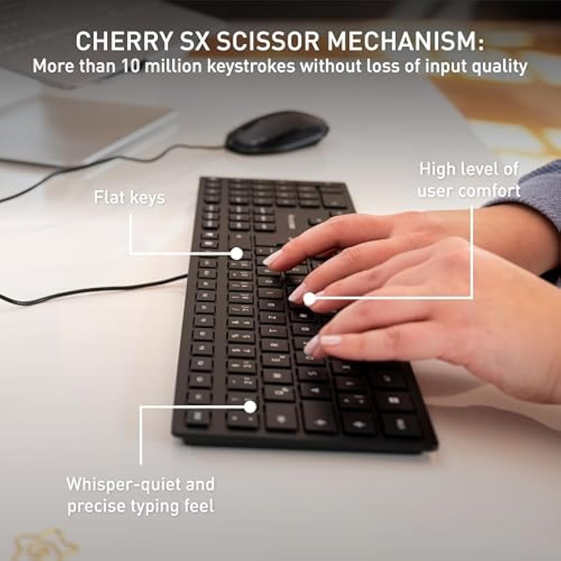 CHERRY KC 6000 SLIM Wired Keyboard – Ultra-Flat QWERTZ Design, Black