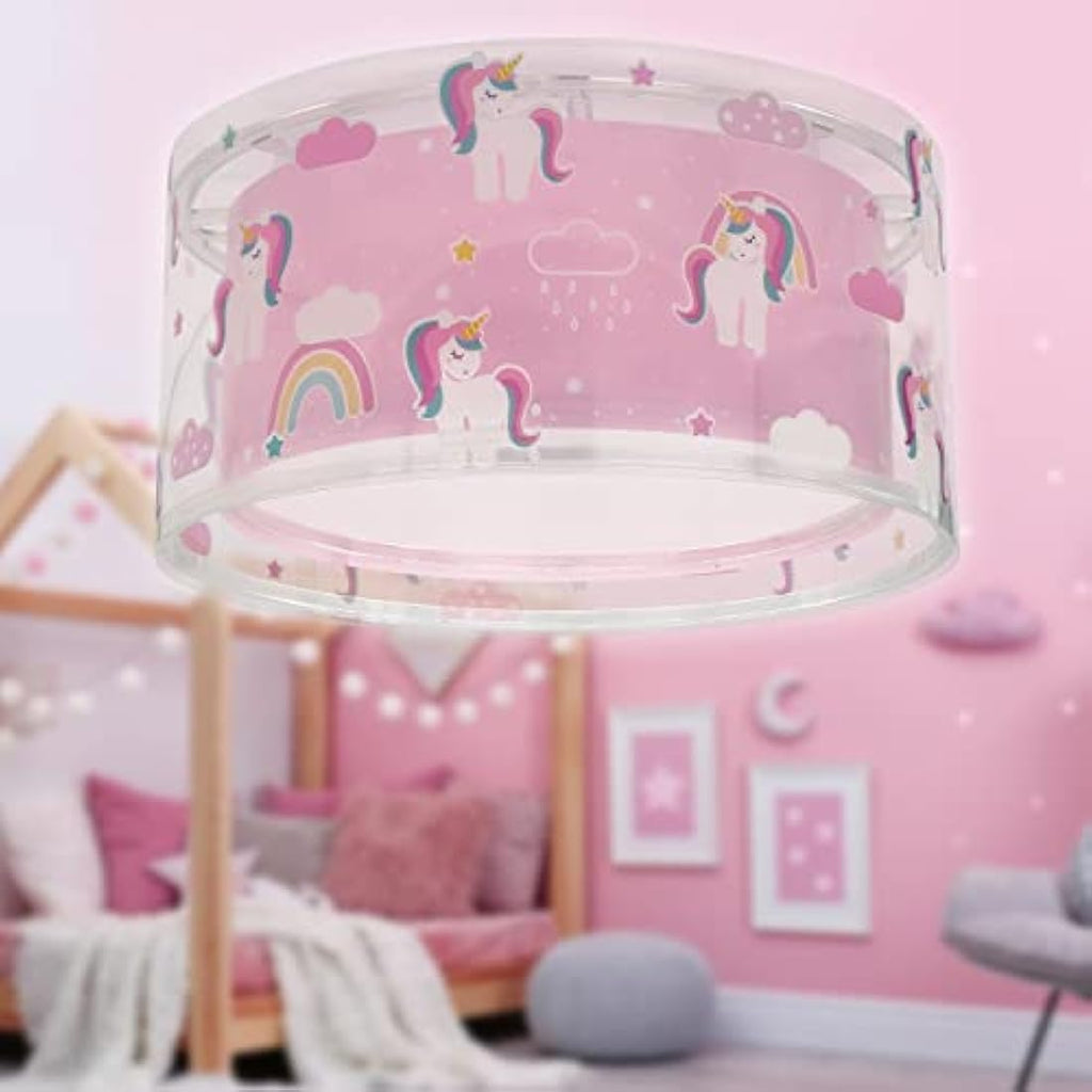 Jolof Store Unicorn & Animal Children's Ceiling Light - Pink Nursery Lamp
