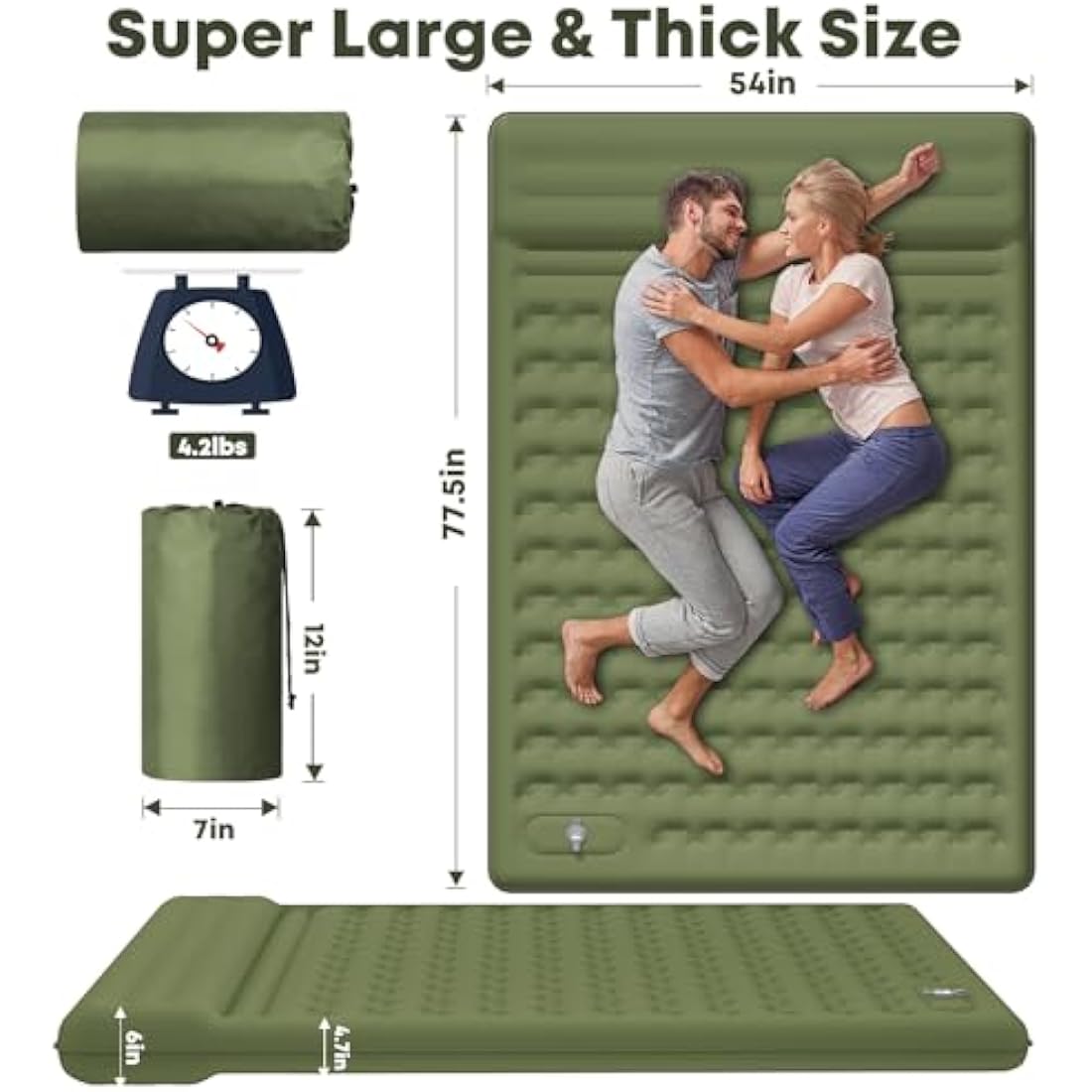 MAMBAKOTR Camping Sleeping Pad – Extra Thick Inflatable Air Mattress