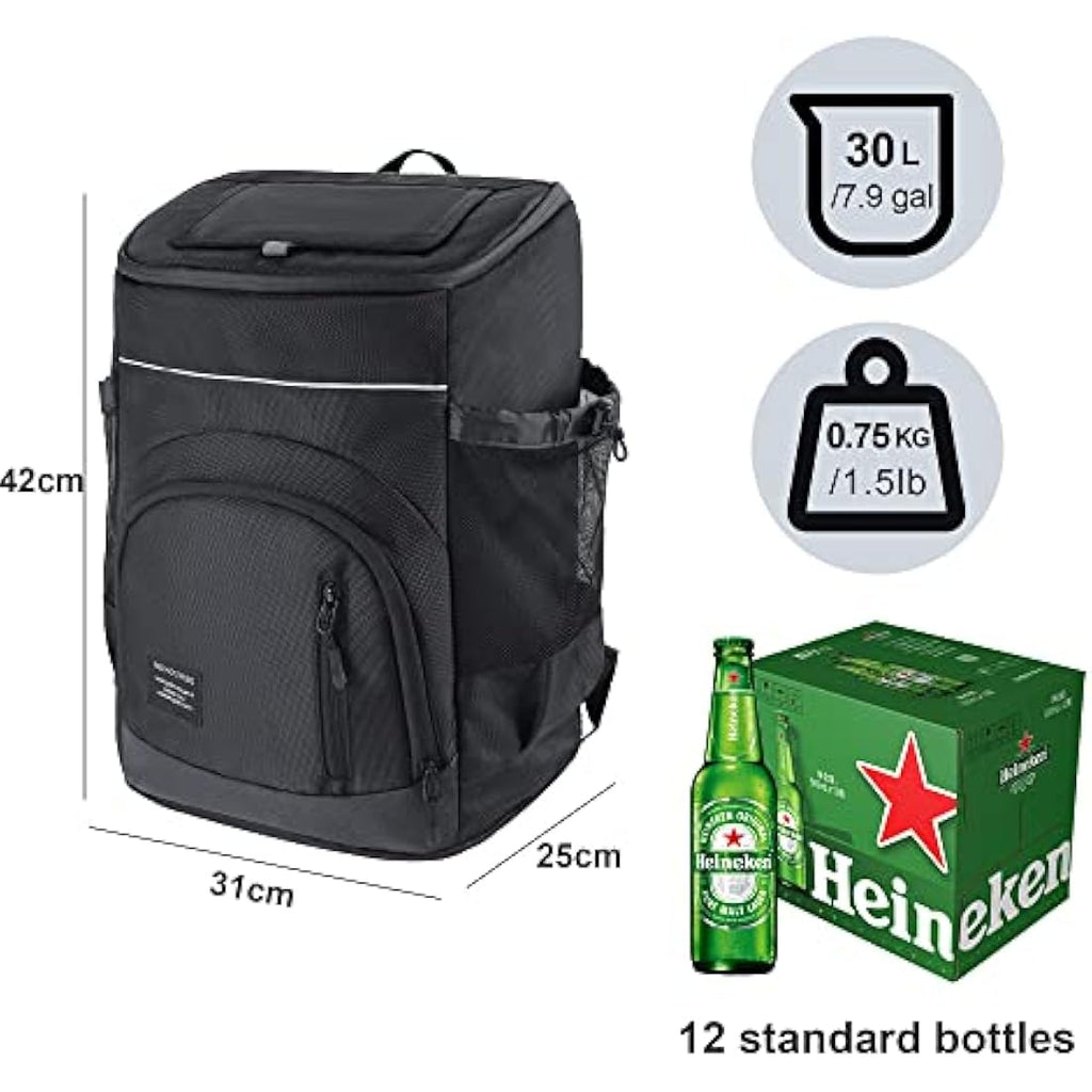Outplea 30L Cooler Backpack | 36-Can Insulated Leak Proof Soft Bag