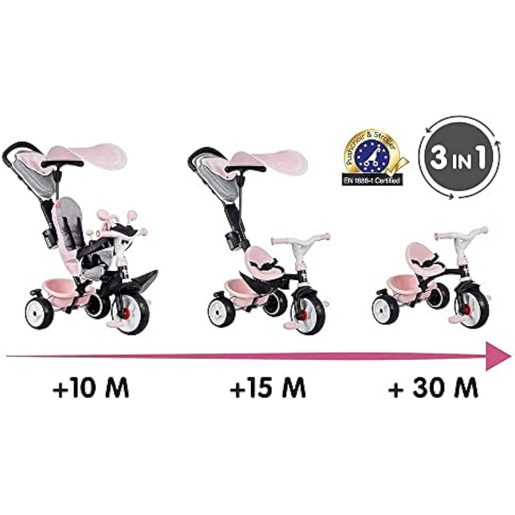 Tricycle Évolutif Smoby Baby Driver Plus – Vélo Enfant Rose