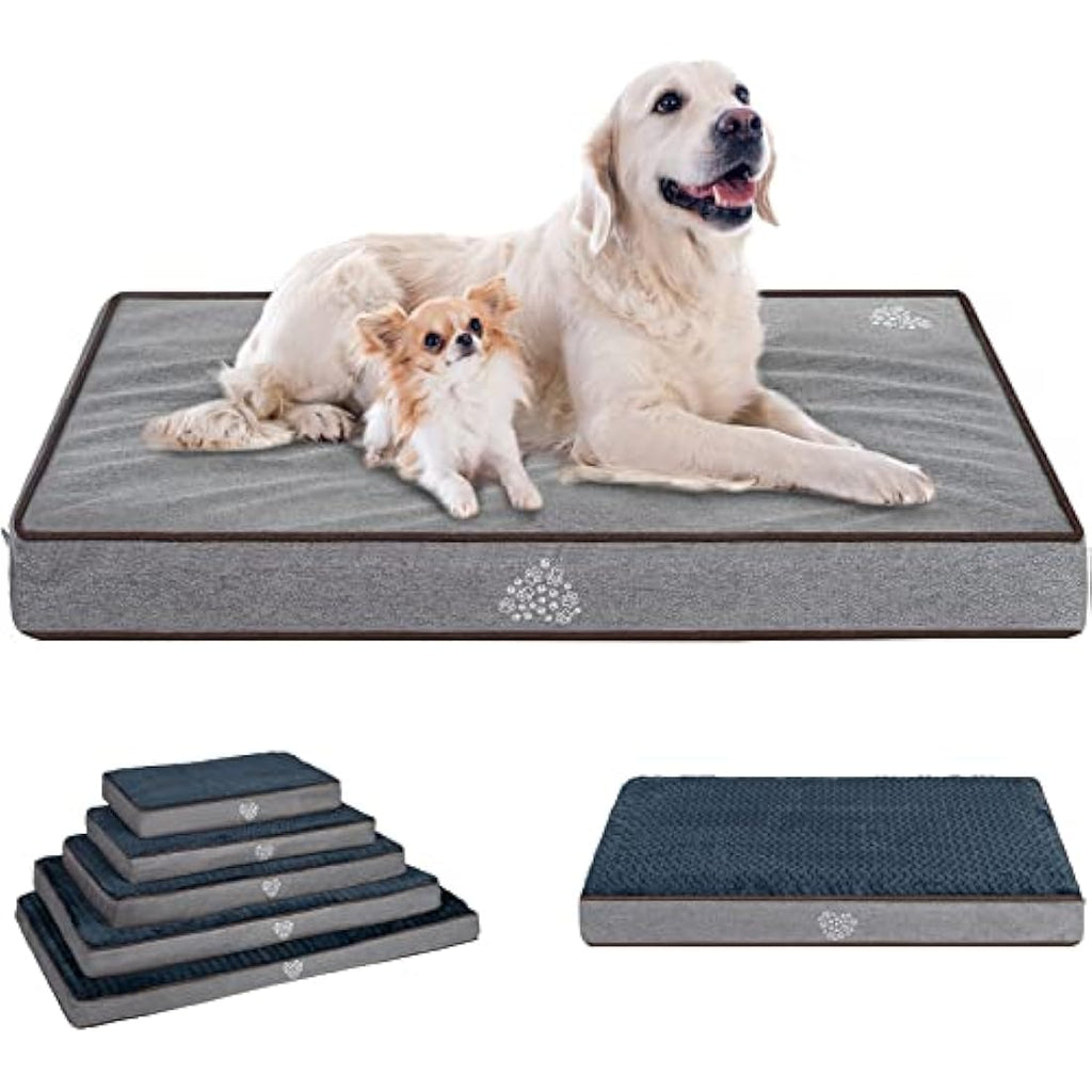 VANKEAN Orthopedic Dog Bed – Reversible Washable Egg-Crate Foam Crate Mat