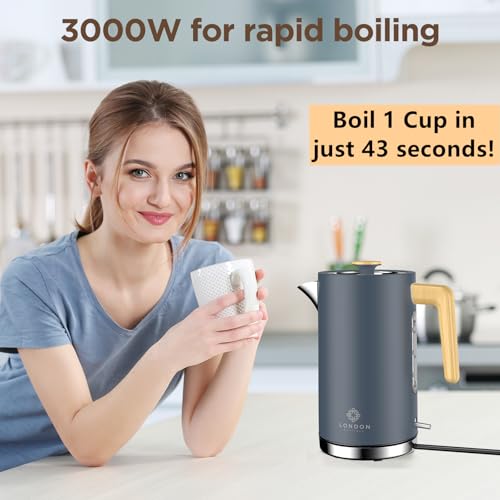 London Boutique Electric Kettle – 3KW Rapid Boil Stainless Steel