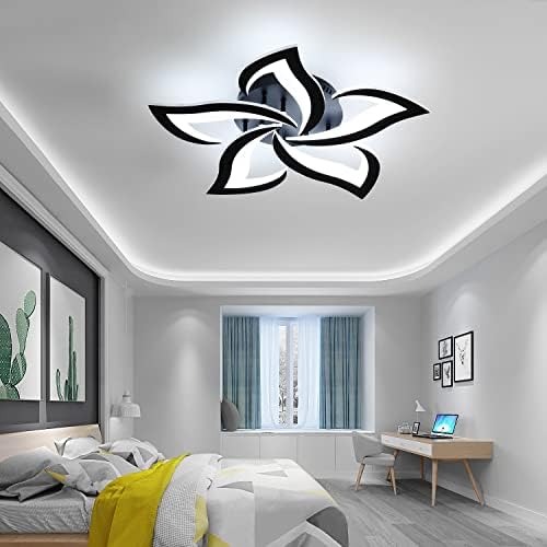 Comely Modern Flower LED Ceiling Light | 60W Petal Chandelier - Black