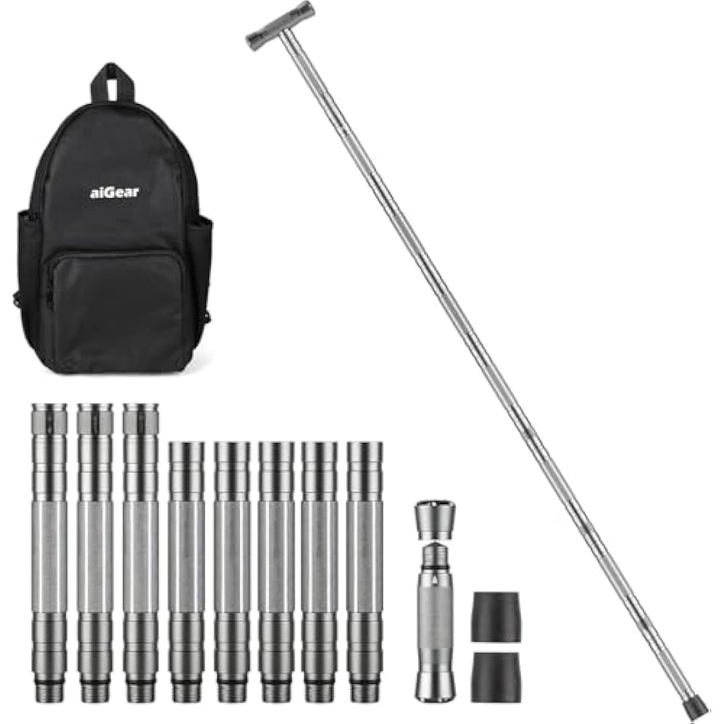 aiGear Aluminum Trekking Poles – Adjustable Tactical Hiking Stick, Grey