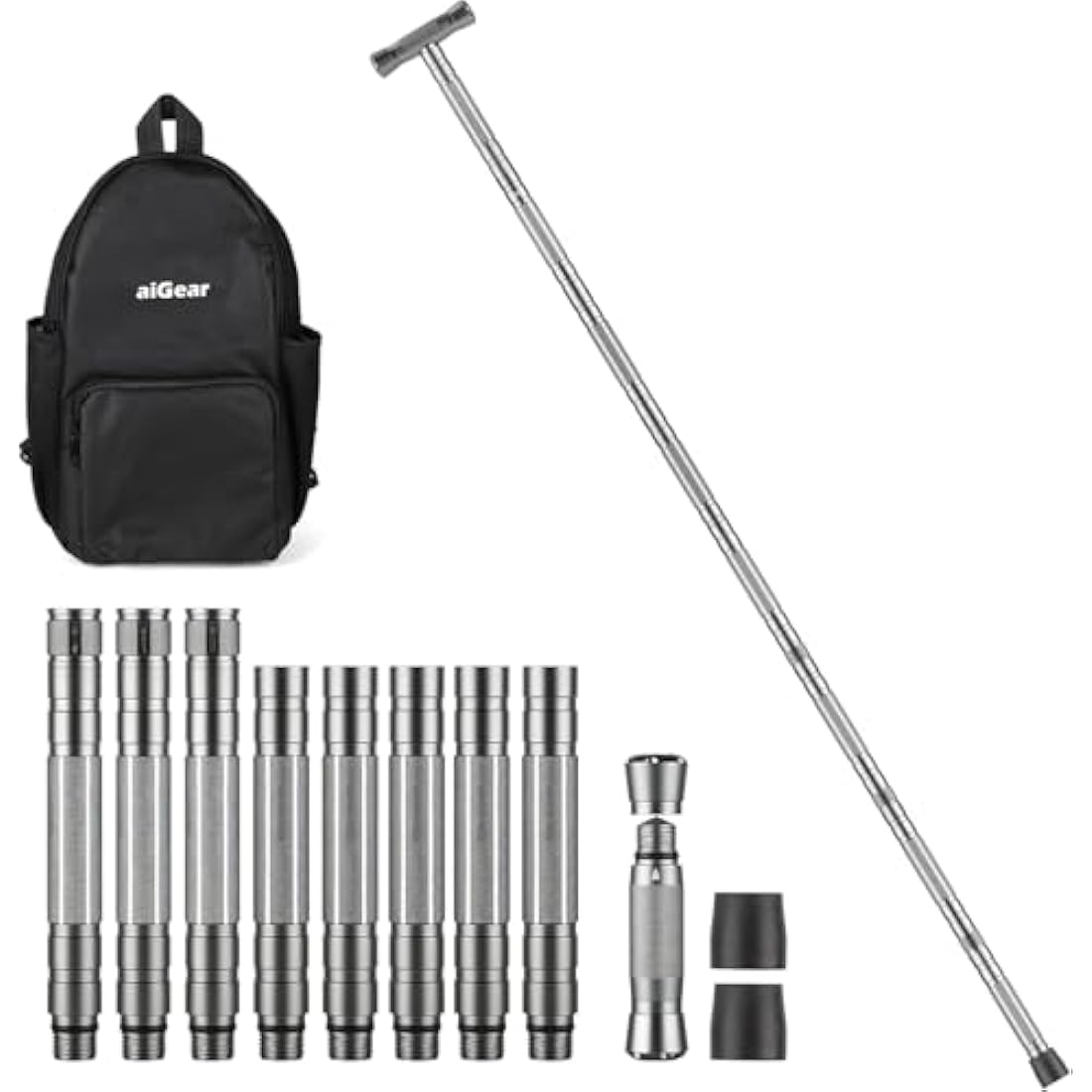 aiGear Aluminum Trekking Poles – Adjustable Tactical Hiking Stick, Grey