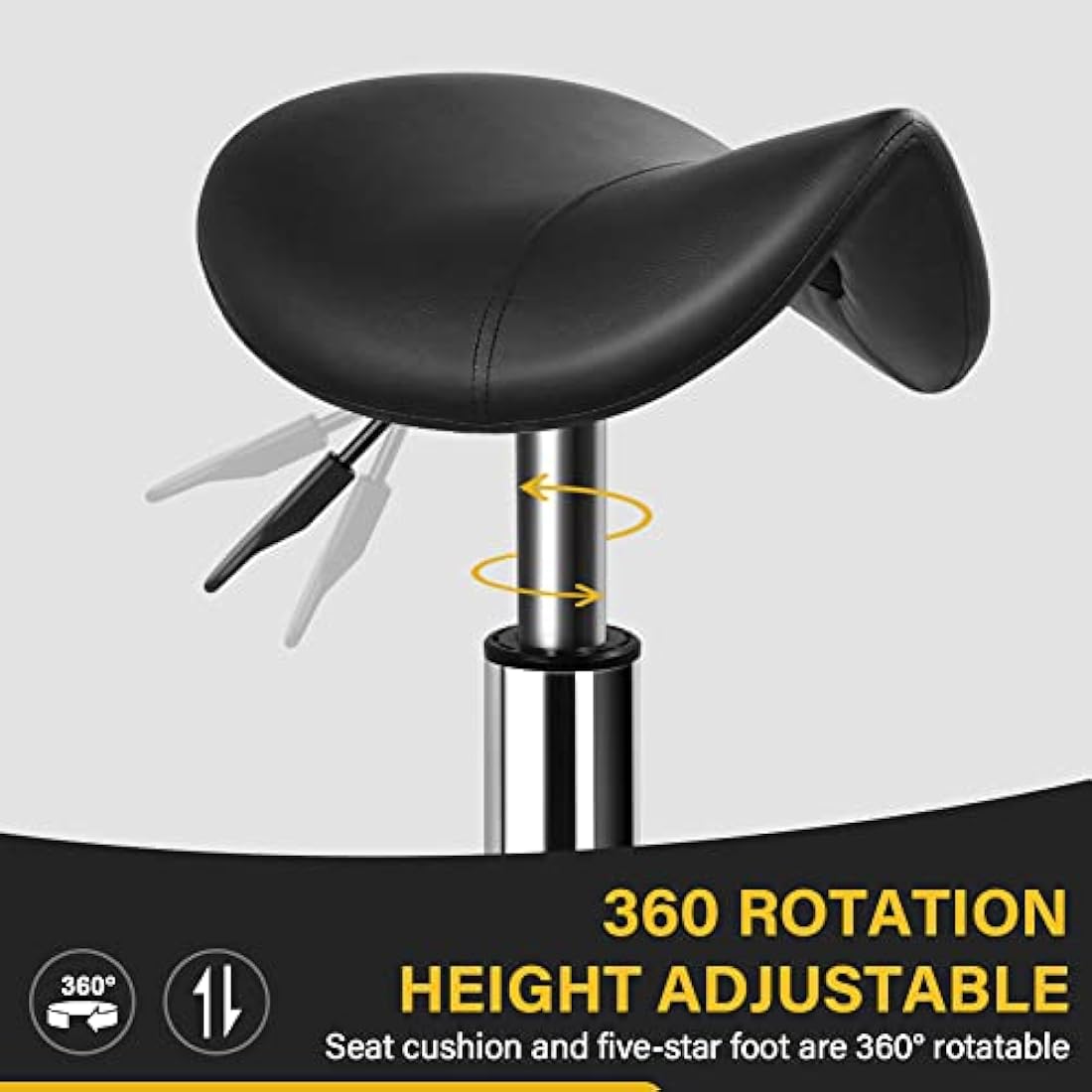 WKWKER Ergonomic Saddle Stool | Adjustable Swivel Rolling Chair - Black