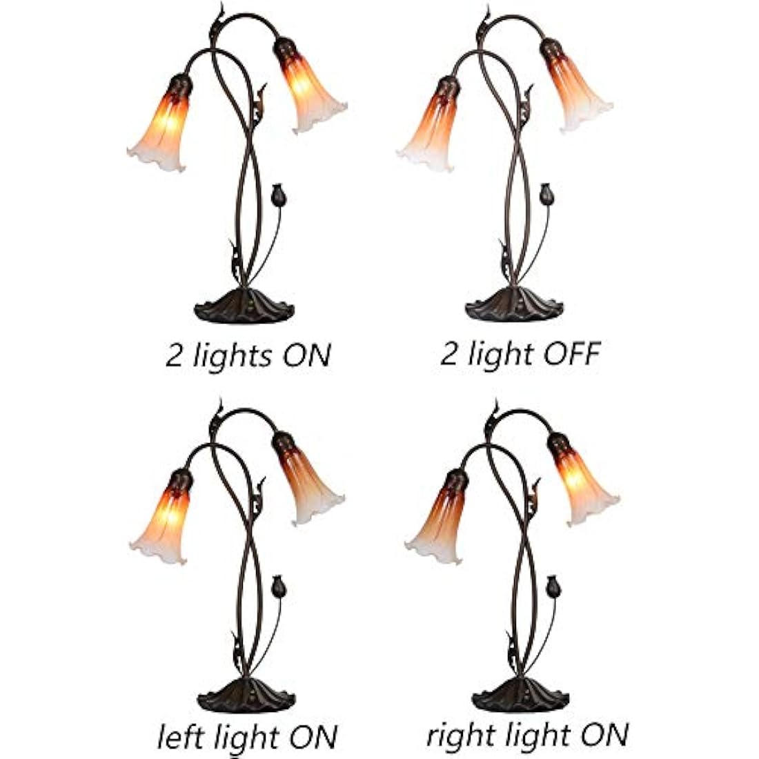 Lily Flower Blown Glass Table Lamp – 2-Light Orange Accent